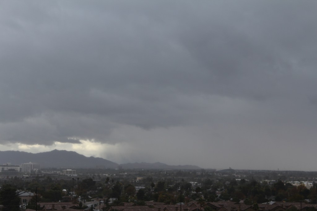 Low clouds over mountains in Phoenix, AZ