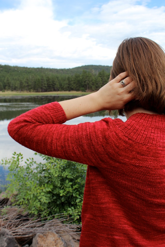 Girl wearing a red sweater
