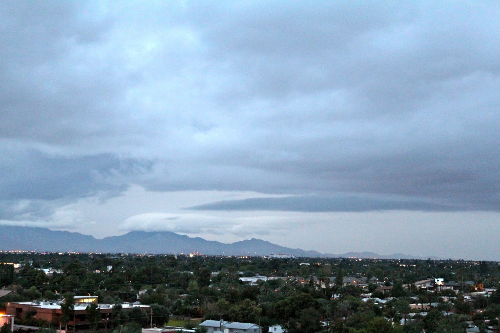 Dark clouds above mountains