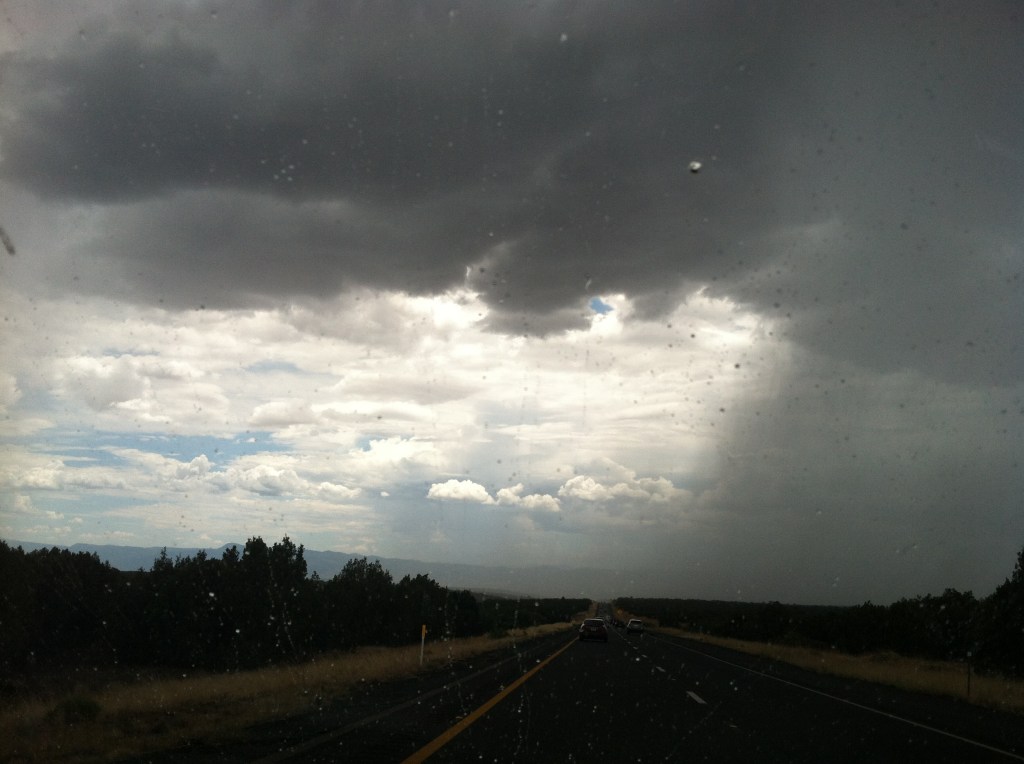 Curtain of rain half-covering the sky