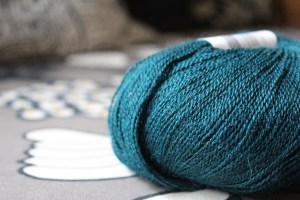 Skein of teal yarn