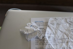 Querido insisted I print myself a new stitch pattern page and laminate it the second it came off the printer.  I don't know why.