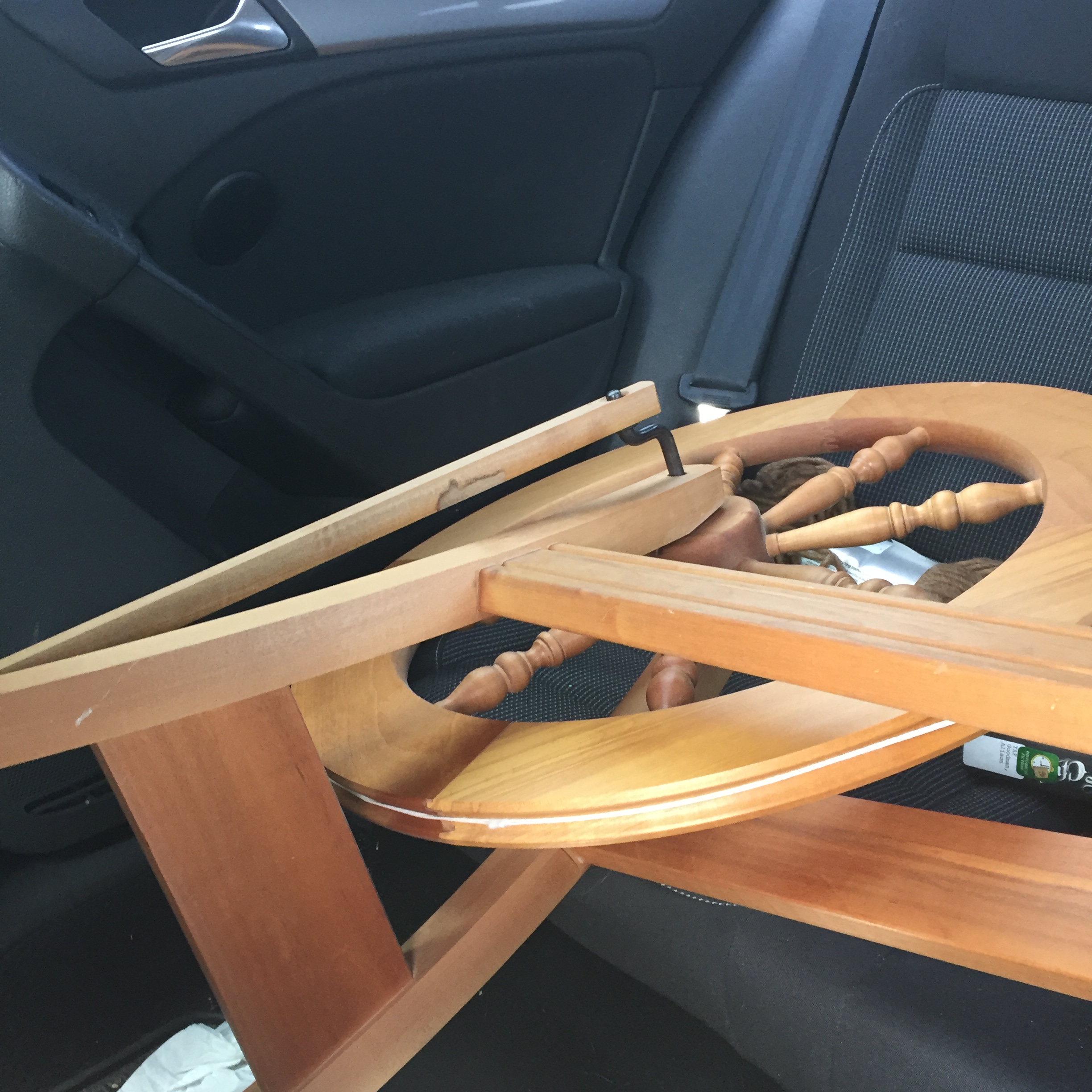 Spinning wheel in my back seat