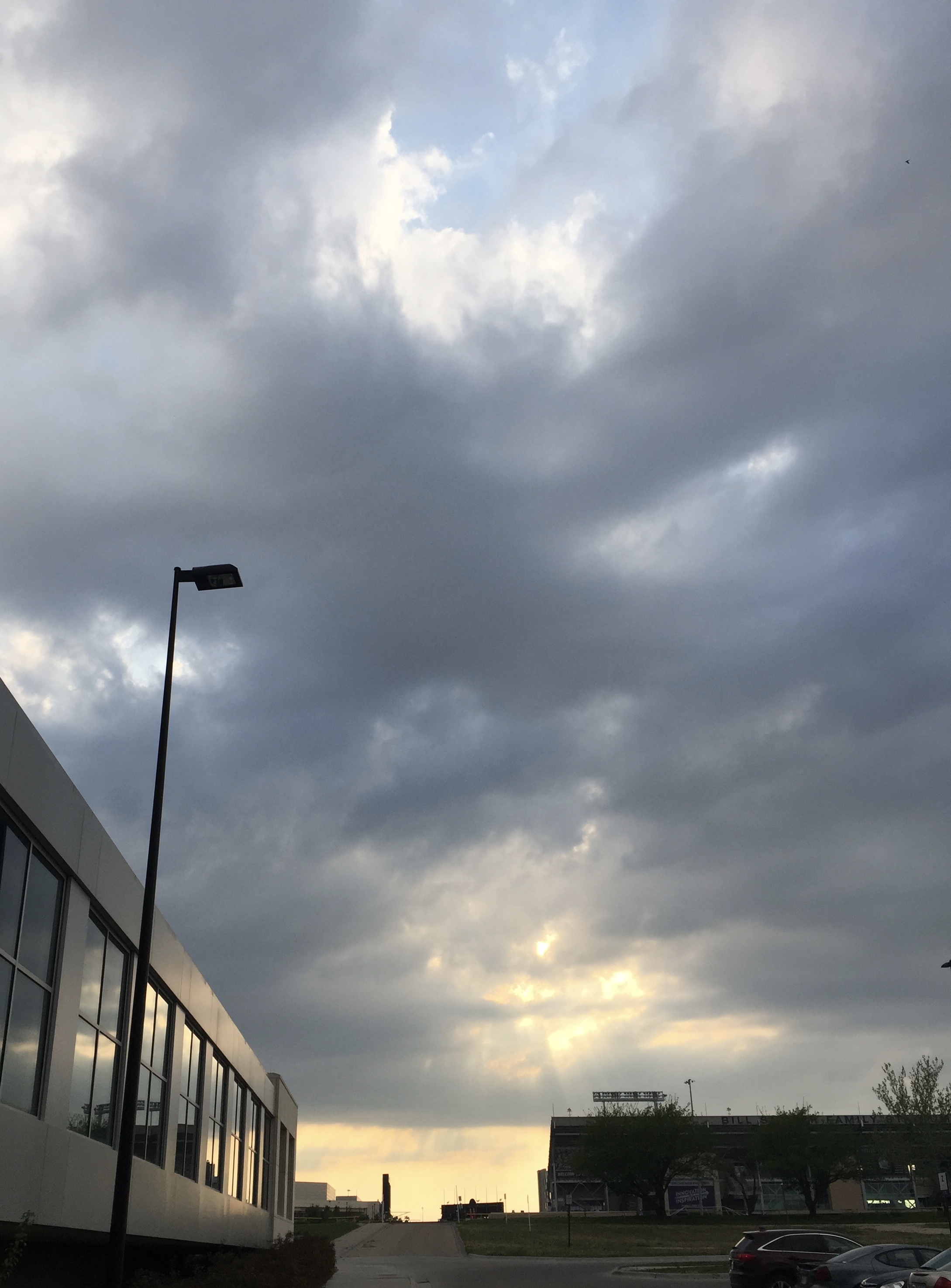 Dark clouds across an evening sky