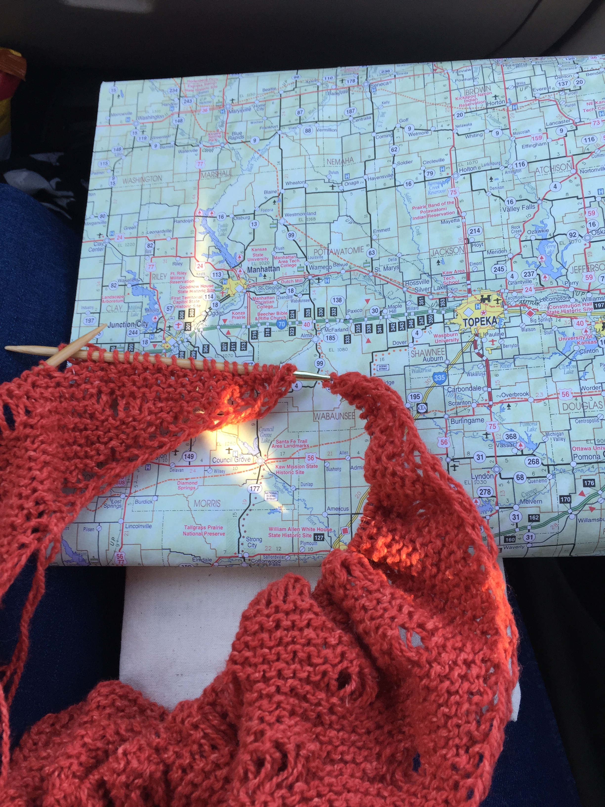 Paper map of north central Kansas