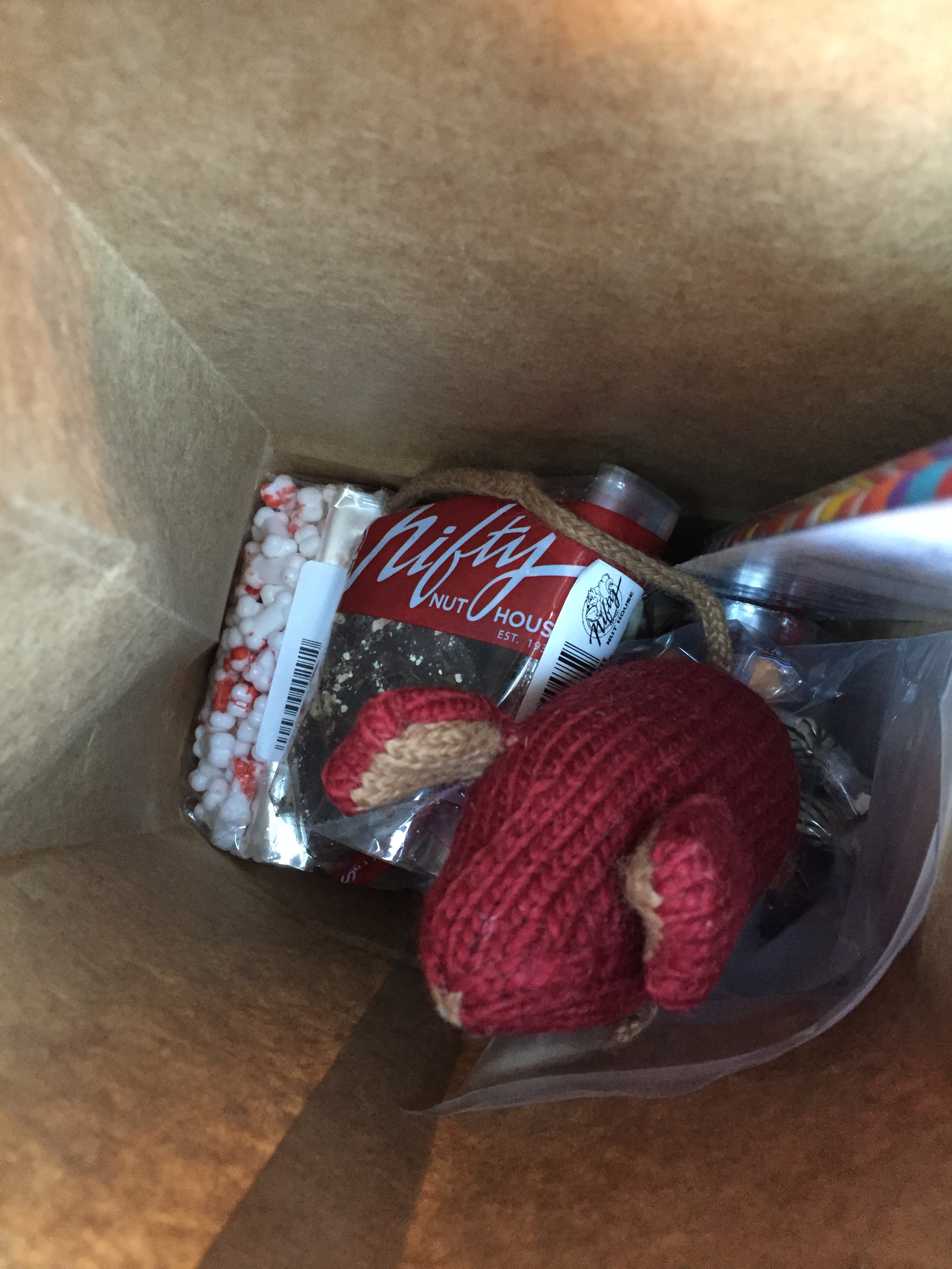 Mousie in a bag of candy from the Nifty Nut House