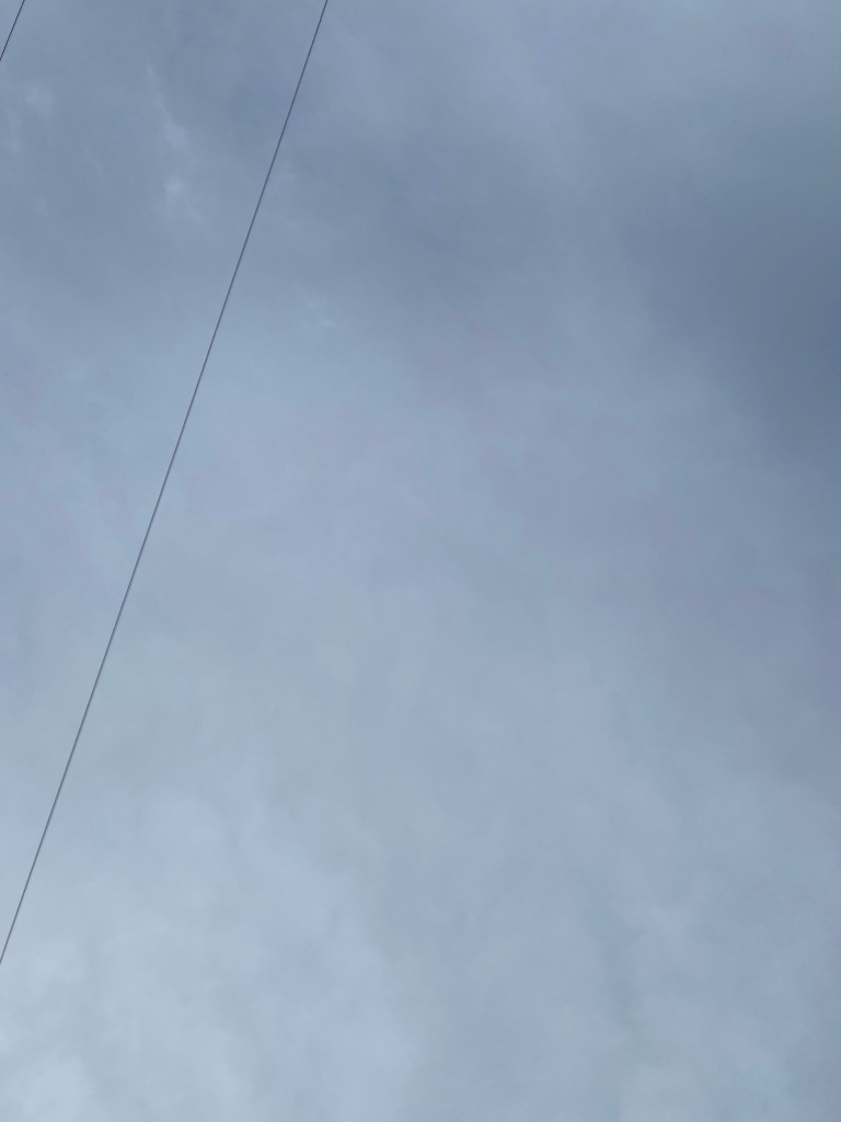 Gloomy winter sky cut with a telephone wire